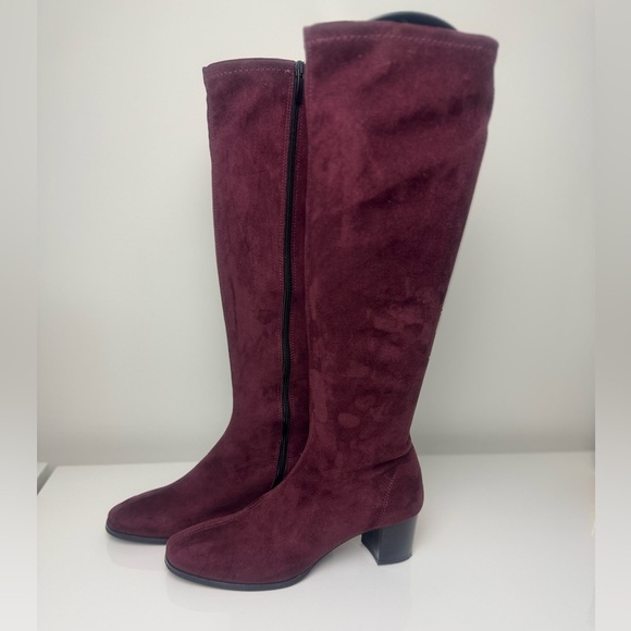 RON WHITE Rapisardi Elegant Burgundy Knee-High Boots size 40 - Picture 3 of 8